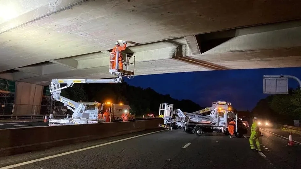 Bridge Repairs in Cardiff Bridge Repairs in Cardiff, Glamorgan - Structural Repairs' HB1 robot conducting GPR screening on National Highways' M5 Avonmouth Bridge railway crossing