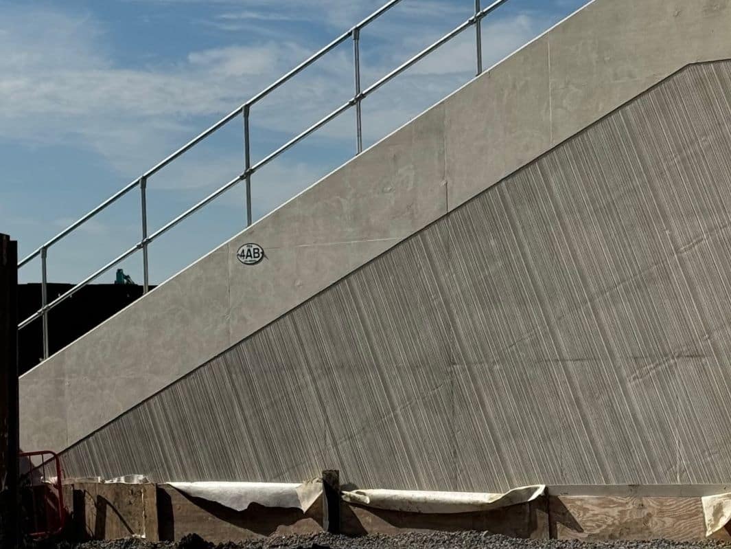 One of the 'wings' of the HS2 bridge - after remedial work to restore full strength.