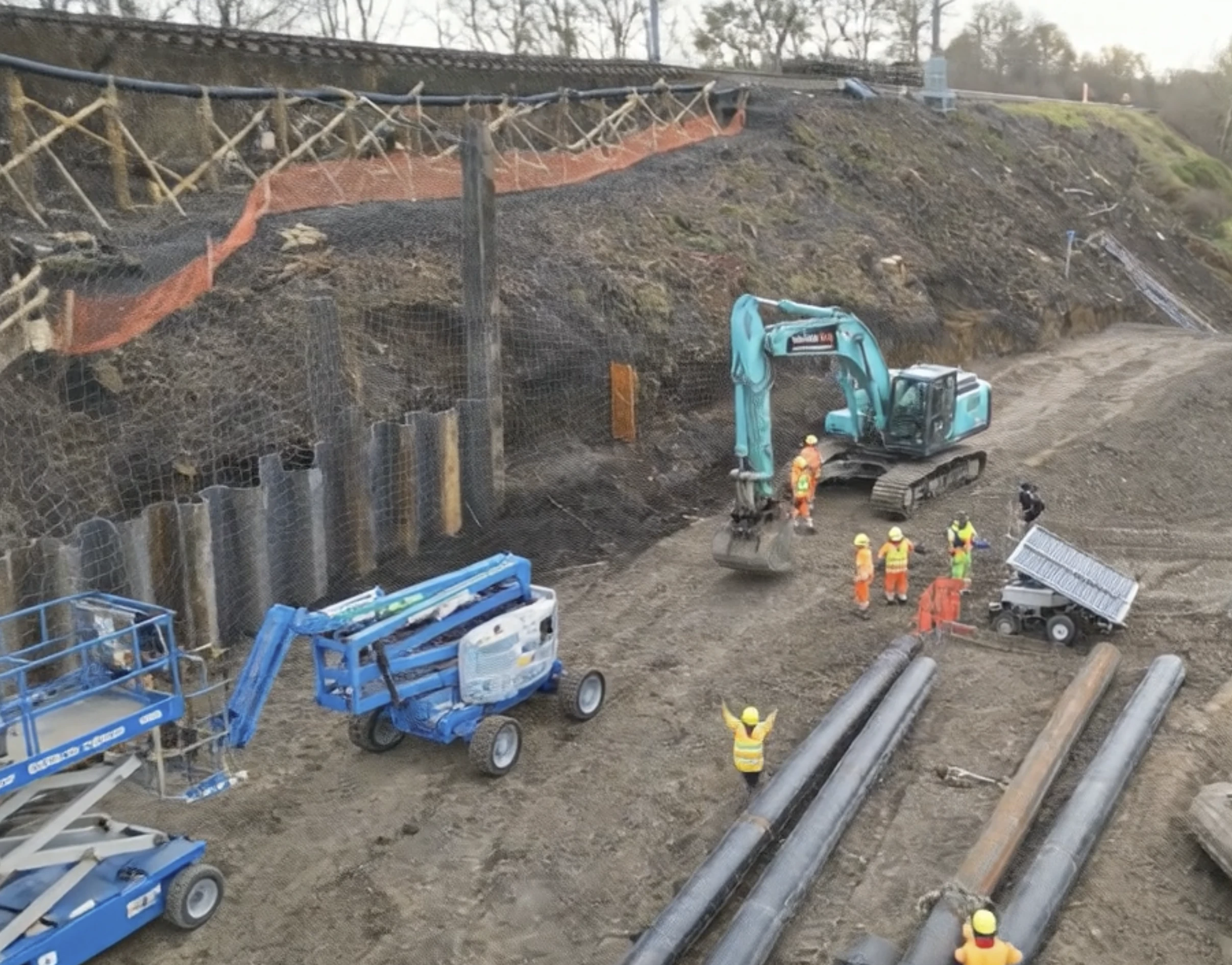 Embankment repair in progress
