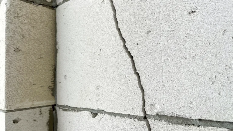 Cracking in a concrete structure caused by subsidence